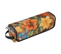 KLL Borsa da viaggio per strumenti per capelli con tappetino in ferro antipolvere, borsa da viaggio per piastra per ferro piatto e accessori per la cura dei capelli, fiori fiori narcisi farfalle api