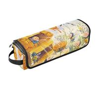 KLL Borsa da viaggio per strumenti per capelli, con tappetino in ferro, impermeabile, organizer da viaggio per ferri da stiro, piastre, arricciacapelli, api carine che raccolgono miele