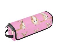 KLL Borsa da viaggio per strumenti per capelli con tappetino resistente al calore, custodia da viaggio portatile per ferro arricciacapelli, piastra per capelli piatta, divertente canguro rosa