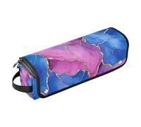KLL Borsa da viaggio per strumenti per capelli e tappetino resistente al calore, antipolvere, borsa da viaggio per piastra per ferri da stiro e accessori per la cura dei capelli, marmo blu reale rosa