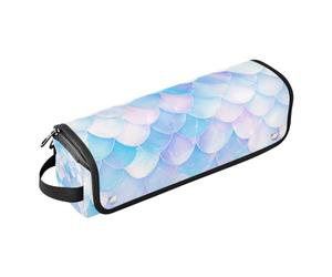 KLL Borsa da viaggio per utensili per capelli da donna e tappetino resistente al calore con cerniera, antipolvere, borsa da viaggio per piastre, piastre, ferri arricciacapelli, squame di drago bianco