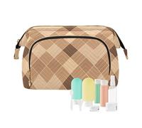 KLL Borsa da viaggio portatile da viaggio borsa cosmetica per donne borsa cambiamento per gioielli organizer, giallo, bianco marrone, giallo bianco marrone, 25,9 x 15 x 17 cm, Giallo Bianco Marrone,