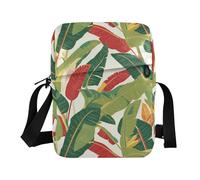 KLL Borsa messenger vintage con foglie di banana rosse verdi piatte per le donne in pelle vegana piccole borse a tracolla per le donne borse a tracolla da viaggio per le donne