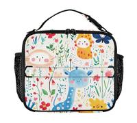 KLL Borsa morbida portatile a tenuta stagna portatile per adulti Lunch Box con manico Cooler Thermal Pasto Tote per la scuola università Cartoon Cute Animals Divertente