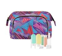KLL Borsa per cosmetici da viaggio leggera con triangoli rossi e blu, borsa da viaggio per cosmetici da viaggio