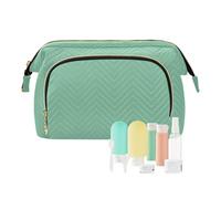 KLL Borsa per cosmetici portatile, portamonete da donna, per cosmetici, colore beige neutro, Verde salvia, 10.2x5.9x6.7 inch