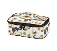 KLL Borsa per il pranzo a forma di simpatico gatto giallo girasole disegnato per ragazze scuola carino lunch box con manico loncheras para ni?as