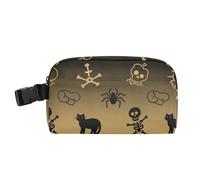 KLL Borsa per il pranzo comoda da donna, con fibbia, per scuola/picnic, Halloween, gatto nero, teschio ragno