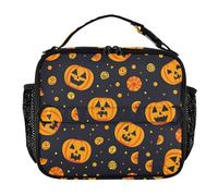 KLL Borsa per il pranzo con doppia cerniera, da donna, con tracolla e porta bottiglie, per picnic, escursionismo, campeggio, zucchero, Halloween