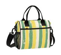 KLL Borsa per il pranzo con motivo a righe giallo limone verde con tasca laterale con tracolla Lunch Box per il lavoro per la scuola lonchera para Hombre que Caliente