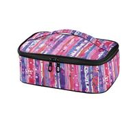 KLL Borsa per il pranzo con motivo astratto a strisce rosse viola per donne scatole per il pranzo da viaggio per adulti con manico lonchera para Mujer rosa