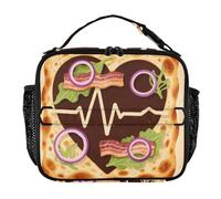KLL Borsa per il pranzo da uomo, a prova di perdite, per adulti, tracolla e portabottiglie, borsa tote di grande capacità per scuola università divertente motivo pizza art