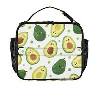 KLL Borsa per il pranzo per ragazze, resistente all'acqua, da uomo, tracolla e portabottiglie, borsa termica per pasto per lavoro, ufficio, carina, cartone animato, verde avocado