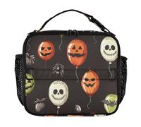 KLL Borsa per il pranzo rettangolare Doppia cerniera Cooler Lunch Box Tracolla rimovibile Borse Cooler per Spiaggia Viaggio Palloncini con Elementi di Halloween