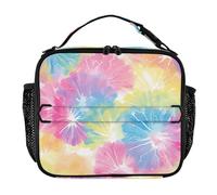 KLL Borsa per il pranzo rettangolare resistente all'acqua isolata Lunch Box con manico riutilizzabile Tote Bag per scuola/picnic vibrante tie-dye colore esplosione design