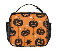 KLL Borsa per il pranzo riutilizzabile a prova di perdite Scatola per il pranzo con manico Borse più fredde per lavoro ufficio nero male zucca di Halloween