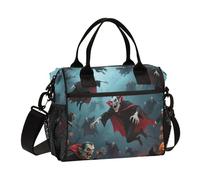 KLL Borsa per il pranzo robusta con tracolla per la preparazione dei pasti con vampiro di Halloween borsa per il pranzo per le donne per la scuola materna lunchera para almuerzo