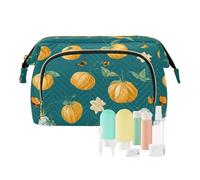 KLL Borsa per il trucco bianca con frutti di frutti di bosco d'oro dolce borsa da toilette da viaggio impermeabile da appendere borsa portamonete, 9, 1 size
