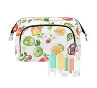 KLL Borsa per il trucco bianca con frutti di frutti di bosco d'oro dolce borsa da toilette da viaggio impermeabile da appendere borsa portamonete, 5, 1 size
