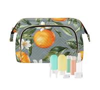 KLL Borsa per il trucco bianca con frutti di frutti di bosco d'oro dolce borsa da toilette da viaggio impermeabile da appendere borsa portamonete, 20, 1 size