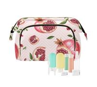 KLL Borsa per il trucco bianca con frutti di frutti di bosco d'oro dolce borsa da toilette da viaggio impermeabile da appendere borsa portamonete, 10, 1 size