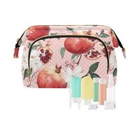 KLL Borsa per il trucco bianca con frutti di frutti di bosco d'oro dolce borsa da toilette da viaggio impermeabile da appendere borsa portamonete, 4, 1 size