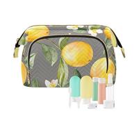KLL Borsa per il trucco bianca con frutti di frutti di bosco d'oro dolce borsa da toilette da viaggio impermeabile da appendere borsa portamonete, 14, 1 size