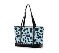 KLL Borsa per laptop blu semplice con stampa leopardi di grande capacità per le donne 14 con cerniera borsa grande per articoli essenziali da viaggio Regali da spiaggia Regali di compleanno per le