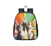 KLL Borsa per pannolini zaino due bambini Rainbow Cute Cats High-Fiving