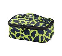 KLL Borsa portapranzo con stampa leopardata, verde lime e blu navy, adatta per campeggio, lavoro, pranzo da donna, con manico lonchera pequena para Mujer