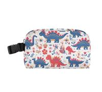 KLL Borsa portapranzo riutilizzabile, pratica scatola per il pranzo con fibbia, per scuola/picnic, dinosauro, bianco, rosso, pesca