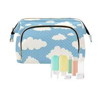 KLL Borsa portatile per il trucco delle nuvole bianche del cielo blu per le donne borsa del cambiamento per gli accessori da viaggio