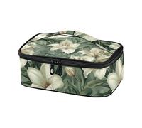 KLL Borsa termica da picnic da uomo con motivo floreale di giglio bianco vintage, con manico, carina, per il pranzo