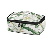 KLL Borsa termica per il pranzo con motivo floreale di giglio bianco, da spiaggia, per adulti, con manico, lonchera para adolescente Hombre