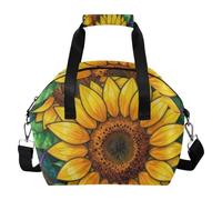 KLL Borsa termica per il pranzo, contenitore per il pranzo, a prova di perdite, per lavoro, picnic, spiaggia o viaggi, acquerello, vetro colorato, girasole