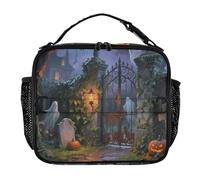 KLL Borsa termica per il pranzo, resistente all'acqua, termica, con manico, per picnic, escursionismo, campeggio, retrò, Halloween, castello bianco