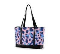 KLL Borsa tote alla moda con stampa leopardata rosa chiaro blu per le donne con cerniera tote bag con cerniera Grande borsa per ufficio con pannolini bolsas para computadoras de mujer
