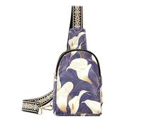 KLL Borsa vintage alla moda chic viola Calla Lily per gli uomini borsa a tracolla in pelle leggera per zaino da giorno