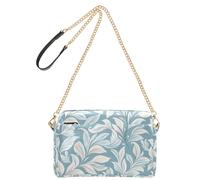 KLL Borse a tracolla alla moda con motivo a foglie azzurre e bianche per le donne in pelle vegana borsa da donna borsa a tracolla con cerniera a tracolla