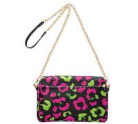 KLL Borse a tracolla alla moda con motivo leopardato verde neon rosa per le donne piccole borse a tracolla in pelle vegana con cerniera