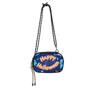 KLL Borse a tracolla nere con stampa leopardata blu di Halloween per le donne alla moda con tracolla regolabile piccole borse a spasso il cane