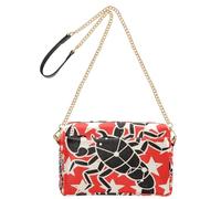 KLL Borse a tracolla piatte nere con stelle rosse e bianche alla moda piccole borse per le donne borsa in pelle vegana borsa a tracolla impermeabile