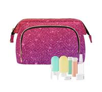 KLL Borse cosmetiche Essentials Borsa cosmetica per borsa portamonete da donna per organizer per carte di credito, effetto glitter rosso viola, effetto glitter rosso viola, 25,9 x 15 x 17 cm, Effetto