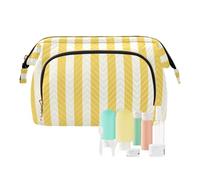KLL Borse cosmetiche portatili per cosmetici per donne gioielli per organizer per chiavi di carte, strisce dorate, strisce dorate, 25,9 x 15 x 17 cm, A righe dorate, 10.2x5.9x6.7 inch