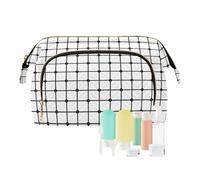KLL Borse per il trucco impermeabile borsa cosmetica da donna portamonete per custodie per carte di credito, organizer per denaro, rete nera a quadretti bianchi, a quadretti neri e bianchi, 25,9 x 15