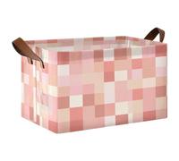 KLL Buffalo - Cestini per la casa a quadri rosa, con manici, contenitori cubici per organizzare armadio, scaffale, giocattoli per la cameretta dei bambini, confezione da 2
