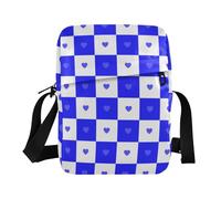 KLL Buffalo Plaid Check Bianco Blu Heart messenger borsa uomo in pelle vegana Borsa a tracolla da uomo Casual Lady Borse a tracolla