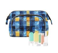 KLL Buffalo Plaid Check Blu Borse Cosmetici Impermeabile Borsa Cosmetica Per La Borsa Della Borsa Delle Donne Della Moneta Della