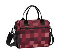 KLL Buffalo Plaid Check Borgogna Rosso Ecologico Womens Lunchbox con Tracolla Lunch Box per Adulti per la Scuola Bolsa de lonchera para Mujer