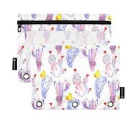 KLL Cactus (5) Astuccio per matite per raccoglitori a 3 anelli, con 3 fori, per bambini, organizer da ufficio, Cactus (5), 1 sizex2, Cartoni